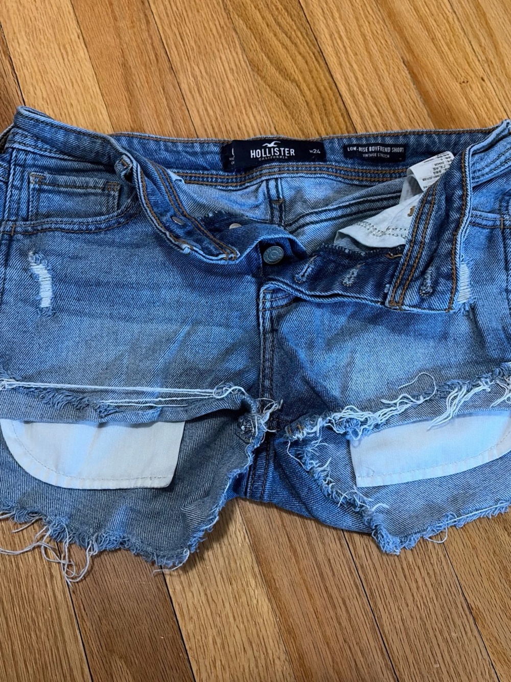 Hollister Light Wash Distressed Denim Cutoff Shorts
